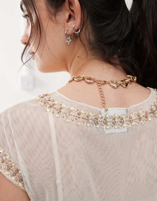 Reclaimed Vintage Heart Link Chain Necklace In Gold
