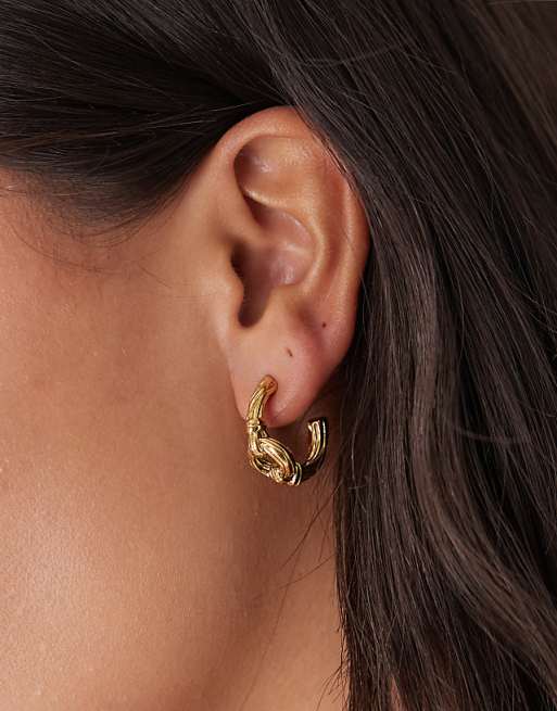 Reclaimed Vintage knot hoop earrings in gold