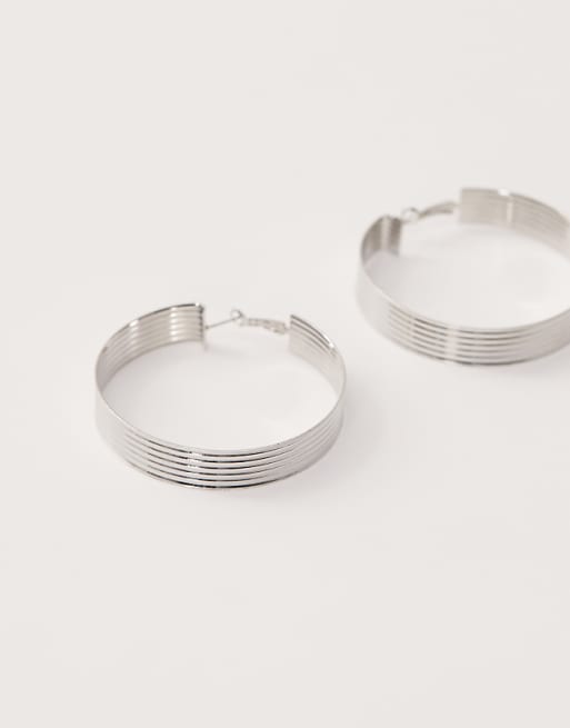 Reclaimed Vintage oversized hoops earrings in silver