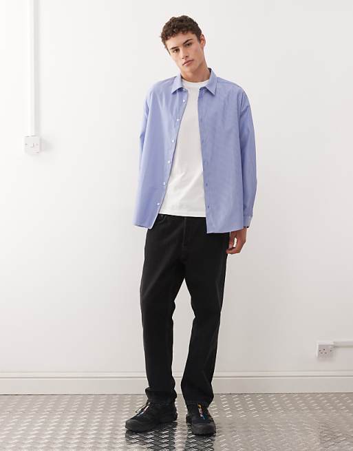 Reclaimed Vintage Oversized Long Sleeve Relaxed Fit Shirt In Blue Pinstripe