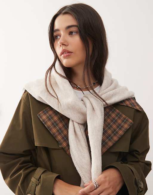 Reclaimed Vintage oversized triangle scarf in oatmeal