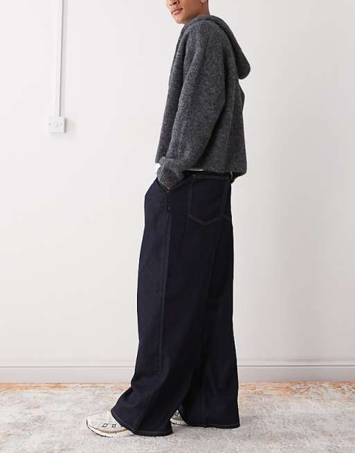 Reclaimed Vintage Puddle Denim Jean With Front Darts In Indigo Wash