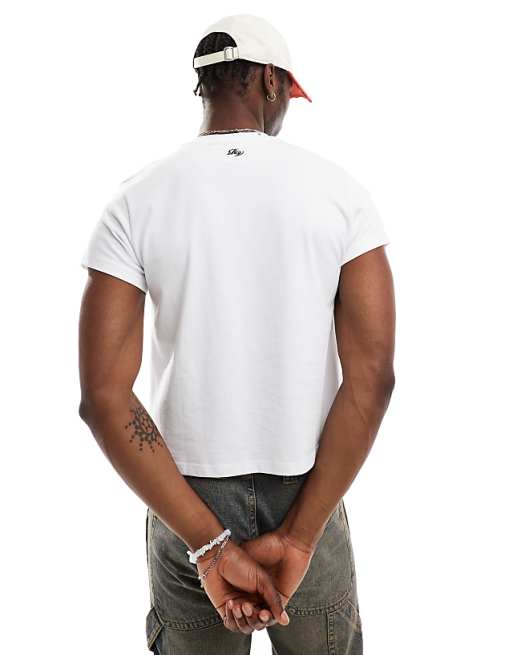 Reclaimed Vintage Slim Crop Boxy T-shirt In White