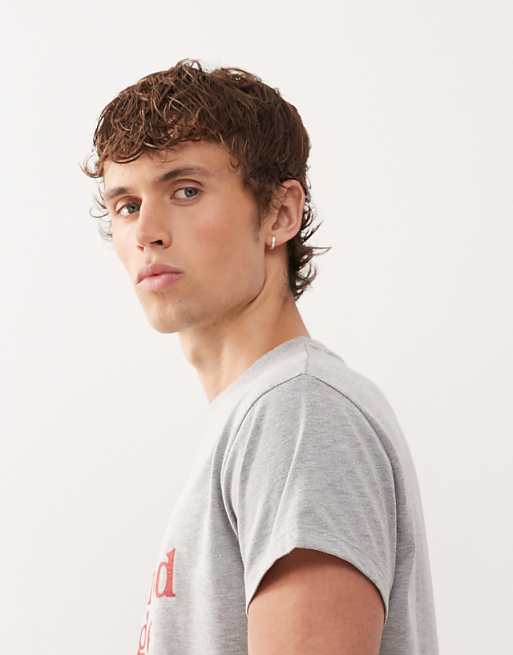 Reclaimed Vintage Slim Cropped Boxy Tee With Branded Graphic In Grey Marl