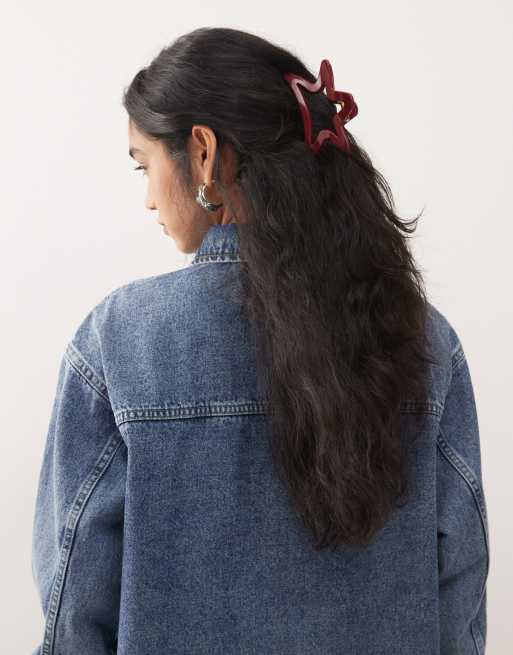 Reclaimed Vintage Star Hair Claw Clip In Burgundy Red