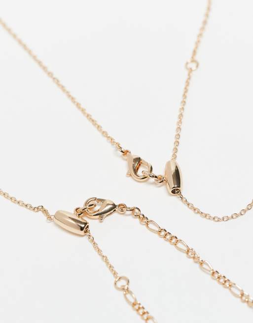 Reclaimed Vintage Unisex 2 Row Chain Necklace With T Bar In Gold