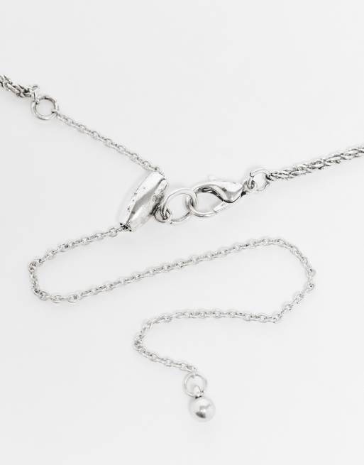 Reclaimed Vintage Unisex 2 Row Cord Necklace With Faux Stone In Pink