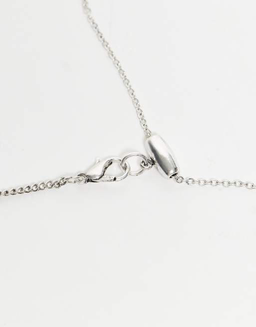 Reclaimed Vintage Unisex 2 Row Necklace With Cross In Burnished Silver