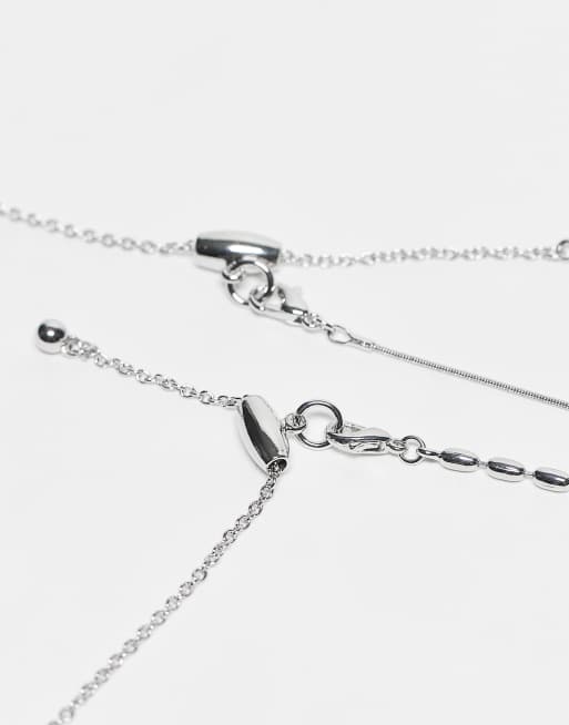 Reclaimed Vintage Unisex 2 Row Necklace With Faux Stone Pendant In Grey