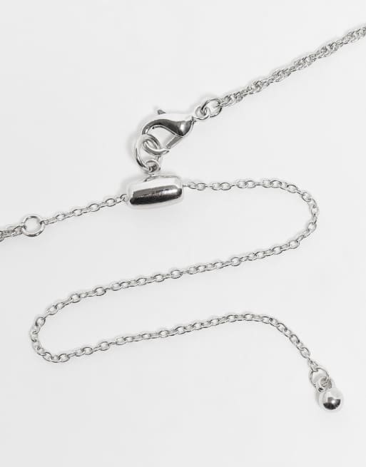 Reclaimed Vintage Unisex 2 Row Necklace With Pendant In Silver