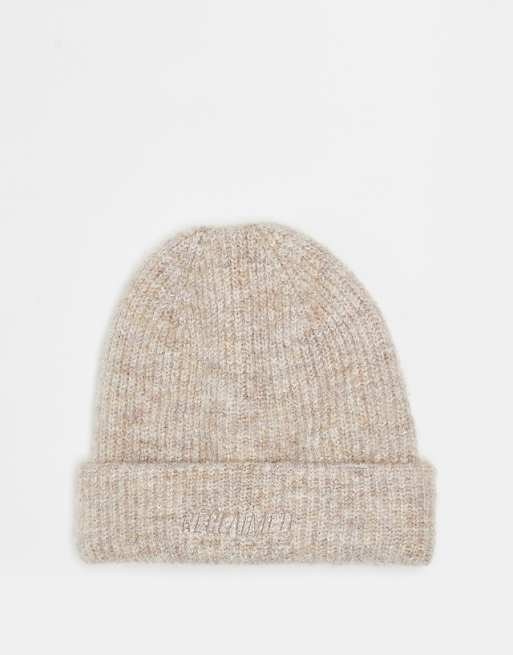 Reclaimed Vintage unisex beanie with branding in oatmeal