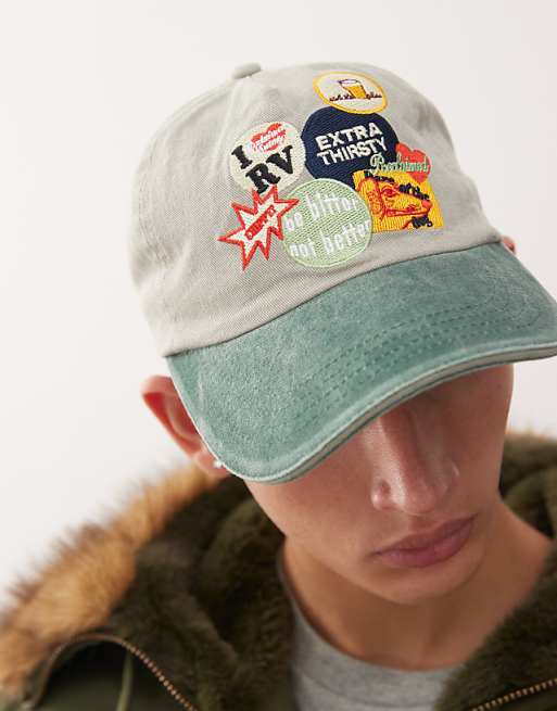 Reclaimed Vintage unisex cap with badges in washed green
