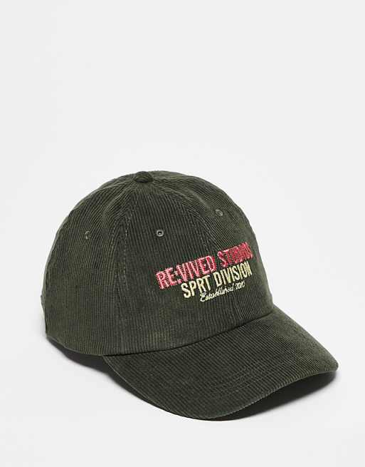 Reclaimed Vintage unisex cap with branding in green cord