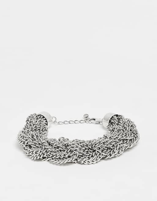 Reclaimed Vintage unisex chunky bracelet in silver