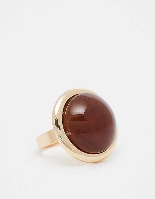 Reclaimed Vintage unisex circle ring with stone in red