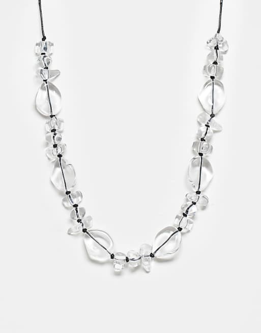 Reclaimed Vintage unisex clear beaded necklace