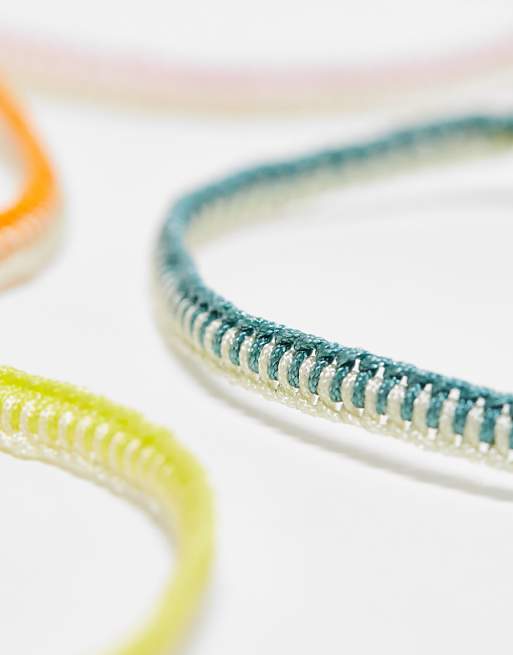 Reclaimed Vintage Unisex Fabric Multiway Anklet And Bracelet 4 Pack
