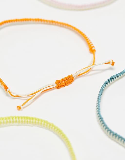 Reclaimed Vintage Unisex Fabric Multiway Anklet And Bracelet 4 Pack