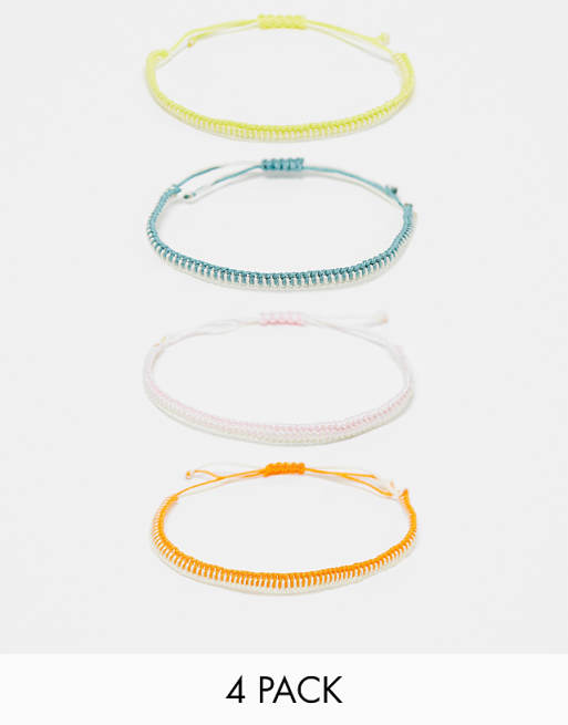 Reclaimed Vintage unisex fabric multiway anklet and bracelet 4 pack