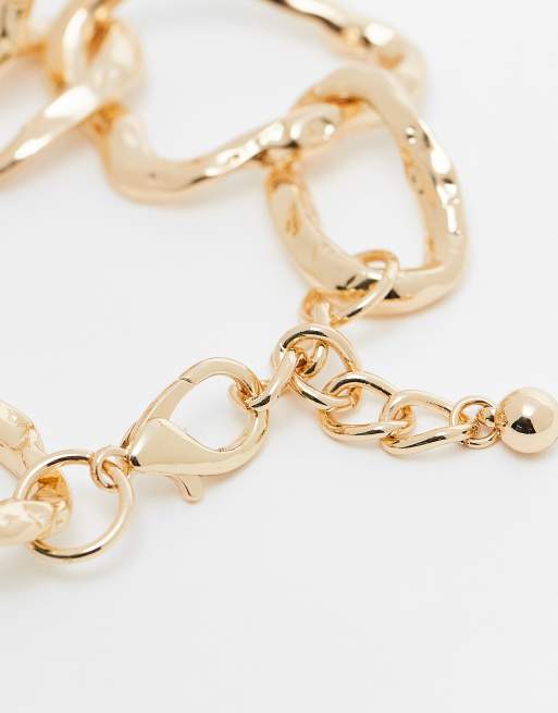 Reclaimed Vintage Unisex Hammered Metal Bracelet In Gold