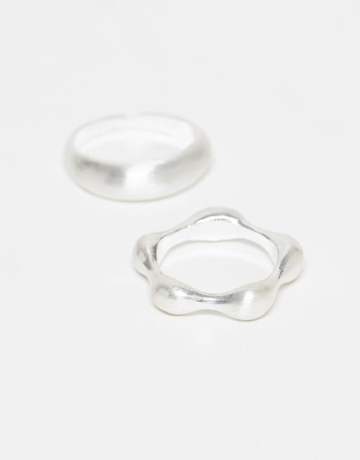 Reclaimed Vintage Unisex Molten 2 Pack In Silver