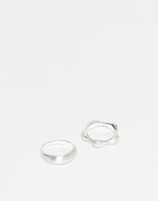 Reclaimed Vintage unisex molten 2 pack in silver