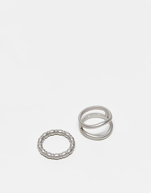 Reclaimed Vintage unisex molten ring 2 pack in silver