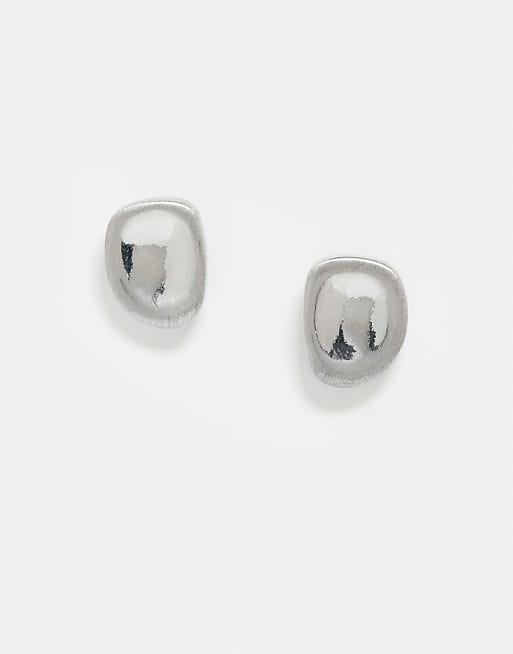 Reclaimed Vintage unisex molten stud earrings in silver