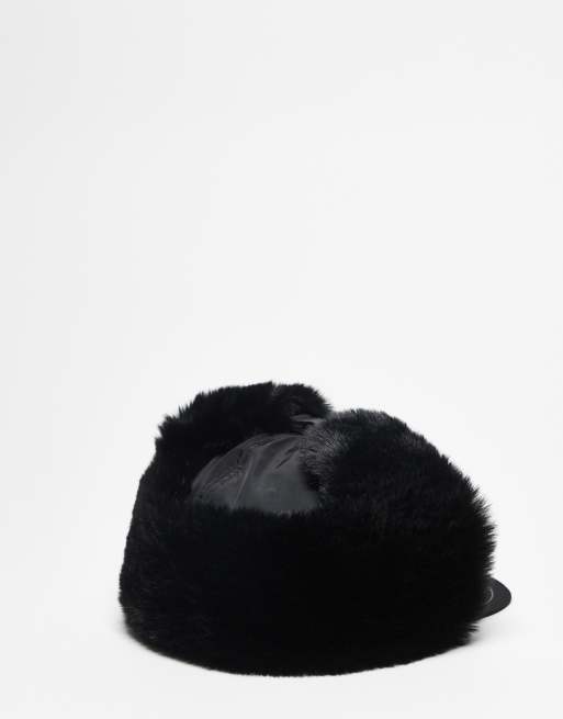 Reclaimed Vintage Unisex Nylon Cap With Faux Fur In Black