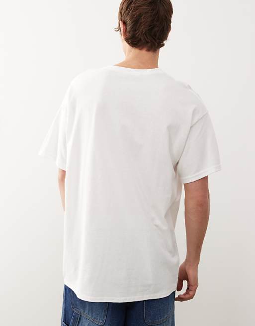 Reclaimed Vintage Unisex Oversized T-shirt With Cowboy Boot Print In White