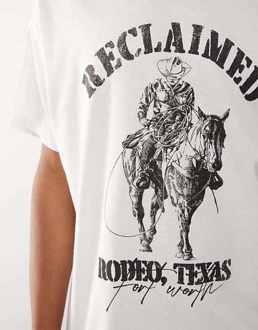 Reclaimed Vintage Unisex Oversized T-shirt With Rodeo Western Print In White