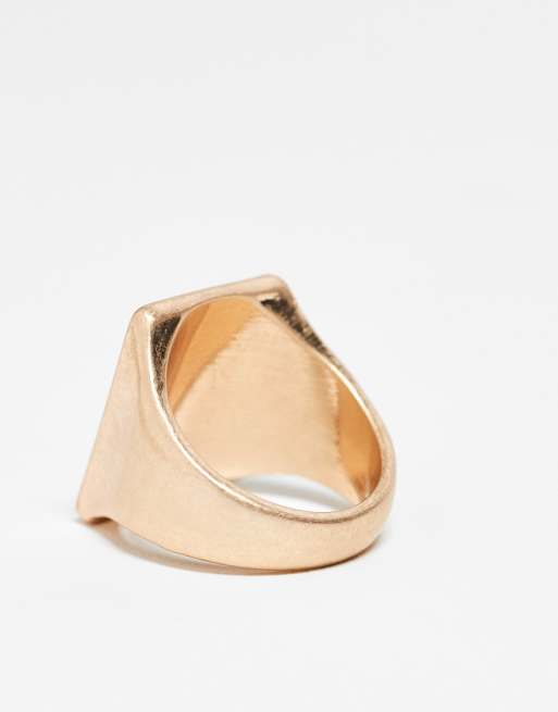 Reclaimed Vintage Unisex Ring With Sketchy Cowboy Boot In Gold