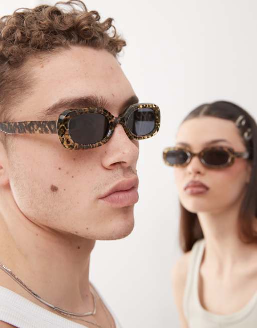 Reclaimed Vintage Unisex Slim Square Sunglasses In Camo Print