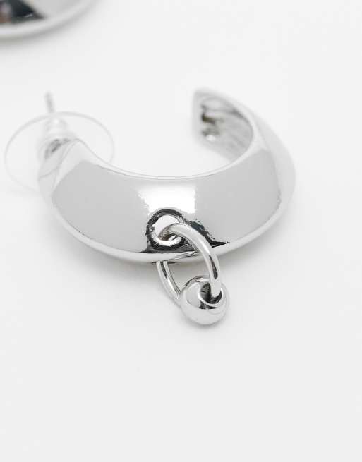 Reclaimed Vintage Unisex Small Hoop Earring With Stud Detail In Silver