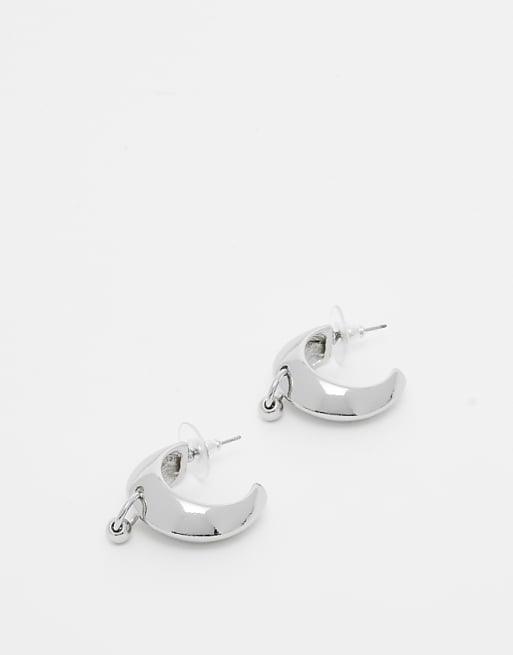 Reclaimed Vintage unisex small hoop earring with stud detail in silver