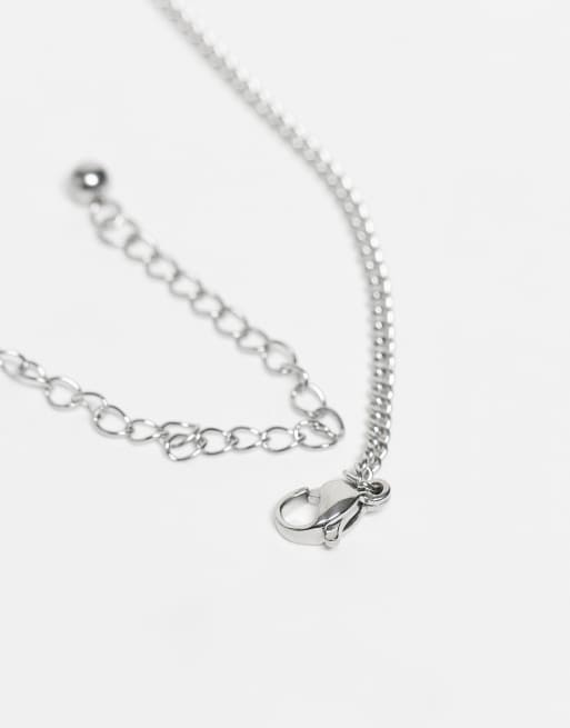 Reclaimed Vintage Unisex Stainless Steel Waterproof St Christopher Pendant Necklace In Burnished Silver