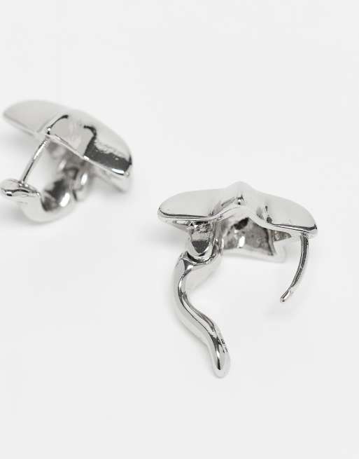 Reclaimed Vintage Unisex Star Hoop Earring In Silver