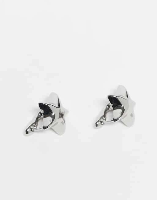 Reclaimed Vintage unisex star hoop earring in silver