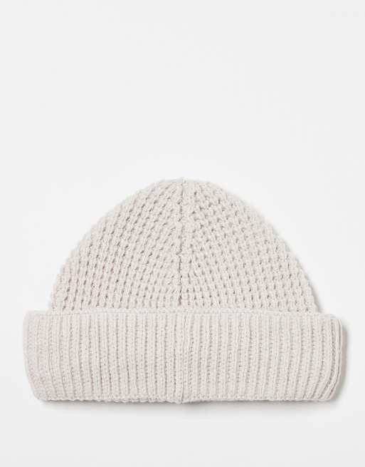 Reclaimed Vintage Unisex Waffle Beanie In Ecru