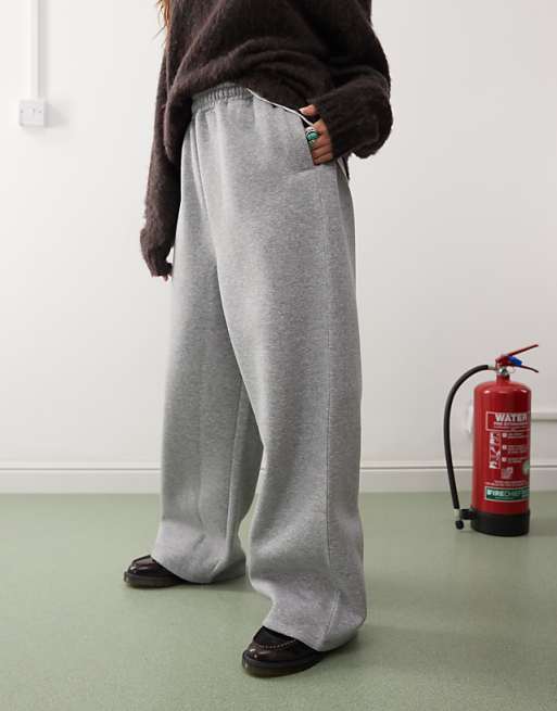 Reclaimed Vintage Wide Leg Joggers In Grey Marl