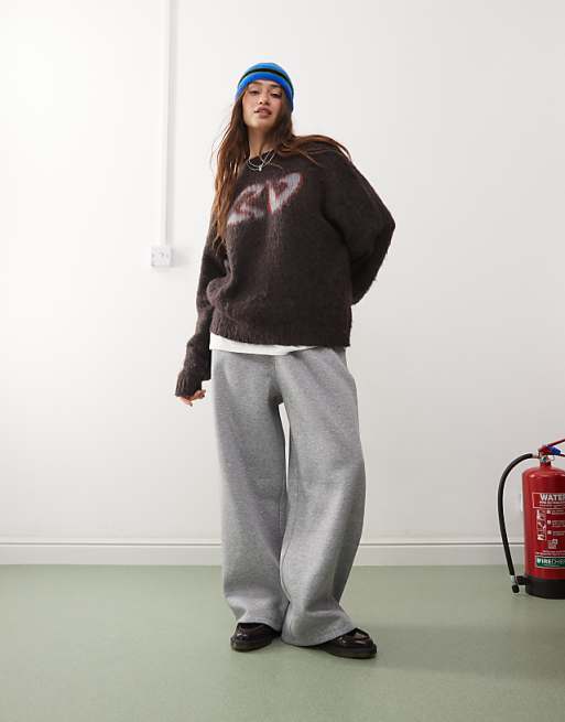 Reclaimed Vintage wide leg joggers in grey marl