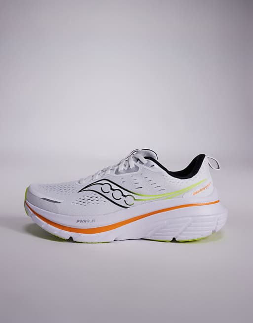 Saucony Guide 18 Running Trainers In White And Peel