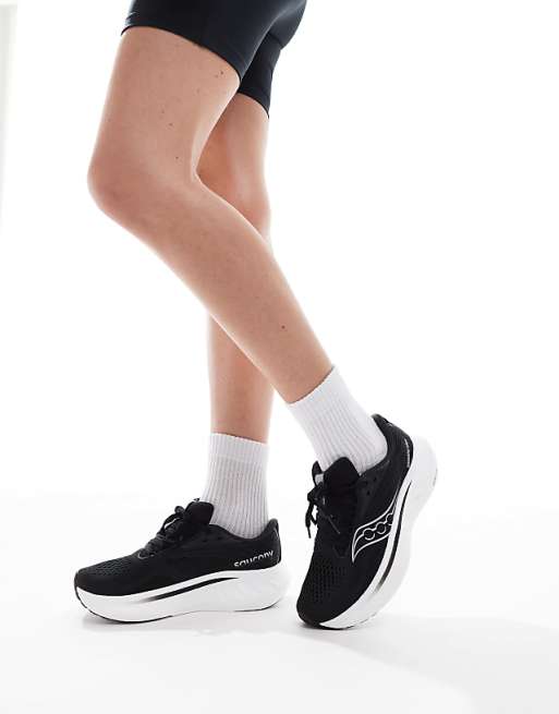 Saucony Ride 18 Neutral Cushioning Trainers In Black And White