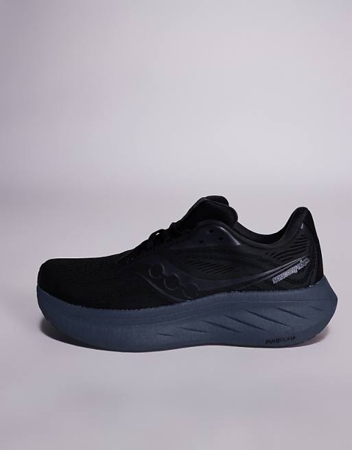 Saucony Ride 18 Running Trainers In Black And Shadow
