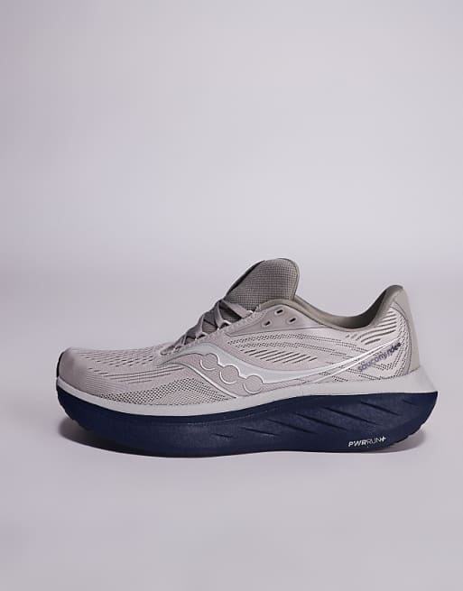 Saucony Ride 18 Running Trainers In Dove And Navy