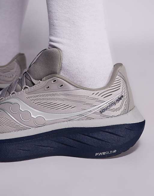 Saucony Ride 18 Running Trainers In Dove And Navy