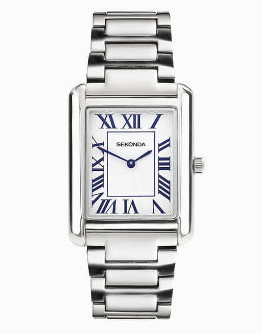Sekonda clement 28mm rectangular silver watch in silver - SILVER