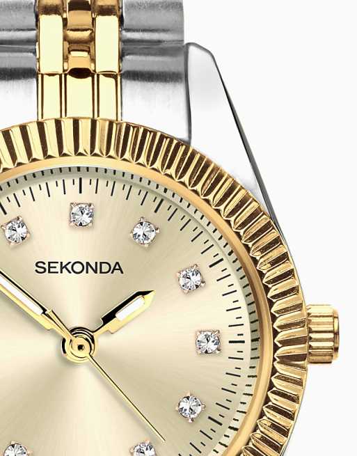 Sekonda Francis 26mm Round Two Tone Watch In Silver