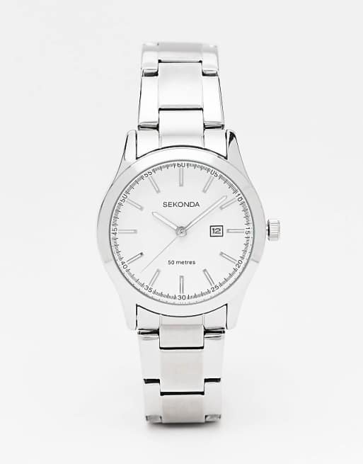 Sekonda mens bracelet watch with white dial in silver