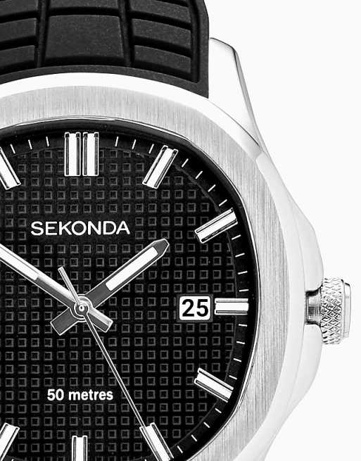 Sekonda Octaire 40mm Tv Silver Watch In Black - BLACK